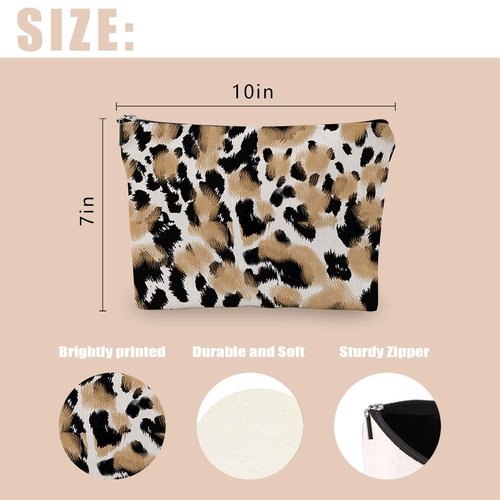 YUMQSEOS Makeup Bag Cosmetic Travel Makeup Bag Organizer Waterproof Makeup Pouch with Zipper Storage Cosmetic Pouch for Women 7x10in - Abstract Leopard Print