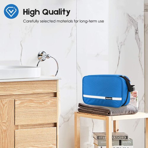 dopobo Travel Toiletry Bag for Women, Dopp Kit for Men, Waterproof Makeup Bag Shaving Bag with Hanging Hook, Portable Toiletry Organizer for Traveling and Camping (Blue)…