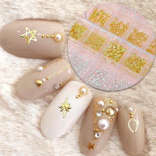 Star Cross Nail Charms - 2 Boxes Nail Star Charms Art - Y2k Silver & Gold Cross Nail Art - Metal Nail Decoration Set - Nail Studs (Star Cross Set)
