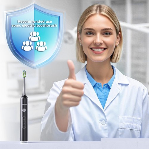 ECEOLAN Sonic Electric Toothbrush, Rechargeable Travel Toothbrush Set, IPX7 Waterproof Power Toothbrush with Case, 8 Brush Heads, Charger, 2-Min Smart Timer, One Charge for 60 Days(White)