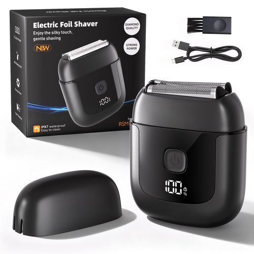 Electric Foil Shavers for Men: Mini Electric Razor with 3 Floating Blades, IPX7 Waterproof Foil Shaver, USB-C Rechargeable Shavers for Men with Travel Lock, Compact Grooming Gift for Home & Travel