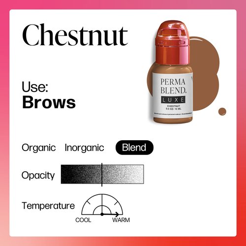 Perma Blend Luxe - Chestnut - Vegan Lip Tattoo Ink - Warm Light Brown Microblading Pigment - for Lip Blush & Permanent Makeup - Cruelty-Free (0.5 oz)