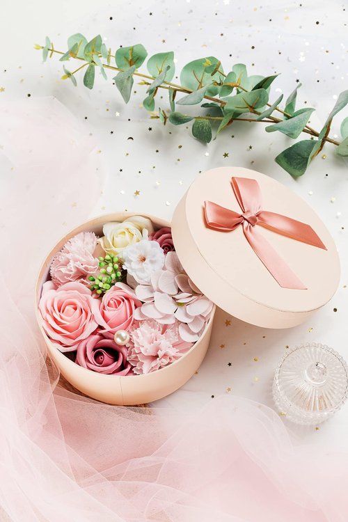 Luxury Beautiful Flora Scented Roses/Carnation Flower Bath Soap with Stem, Flower Soap in Gift Box, Gift for Birthday/Valentine's Day/Mother's Day (Pink)