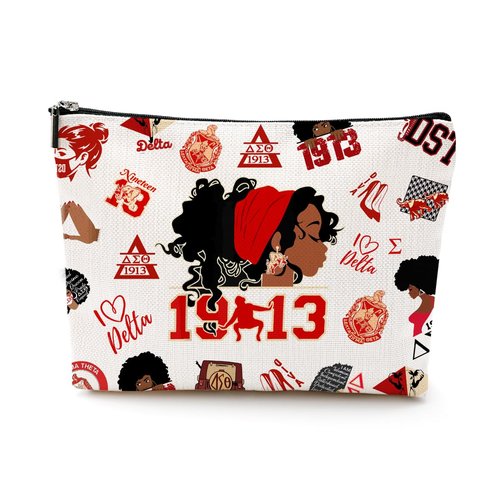 LONGXIN Sorority Gifts for Women Make up Bag Paraphernal Gifts Delta Cosmetic Bag Gift Makeup Zipper Pouch Bag