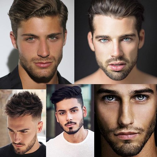 BEXIUKAKA False Mustaches Fake Beard Realistic 100% Human Hair Face Beard Realistic and Mustache Black for Men Realistic Makeup Lace Beards Invisible False Performance Cosplay(Black)