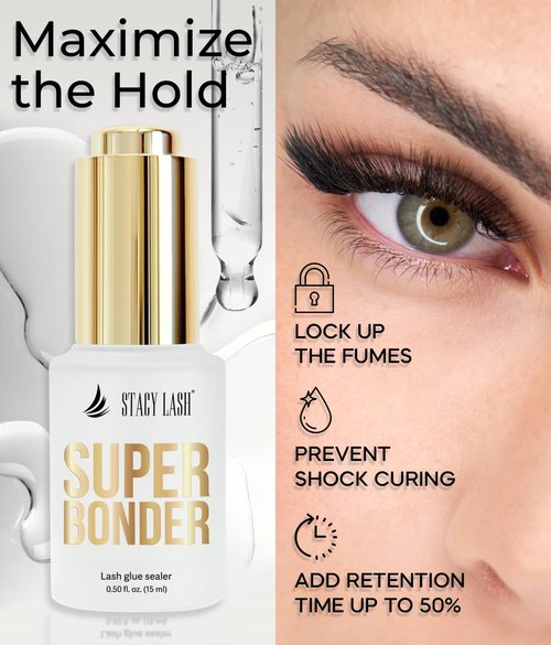 Super Bonder 15ml & Pure Power Lash Remover for Eyelash Extensions 40ml / Lash Bonder for Eyelash Extensions/Locks Eyelash Glue Fumes / 60 Sec Dissolution Lash Glue Remover/Lash Extension Supplies