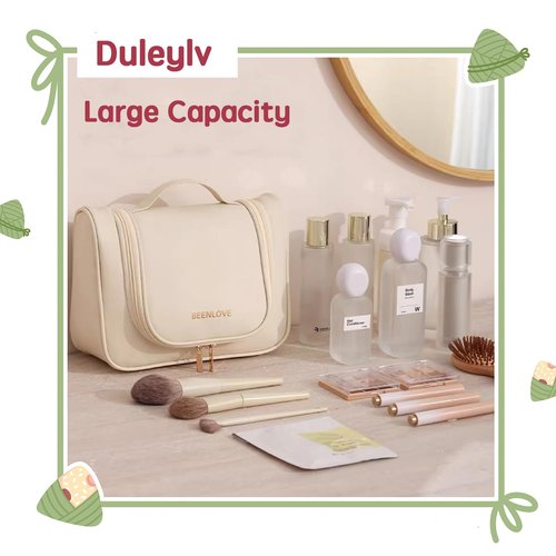 Duleylv Travel Hanging Toiletry Bag for Women Makeup Organizer with Handle Waterproof Travel Size Toiletries Large Makeup Bag for Travel Essentials Black