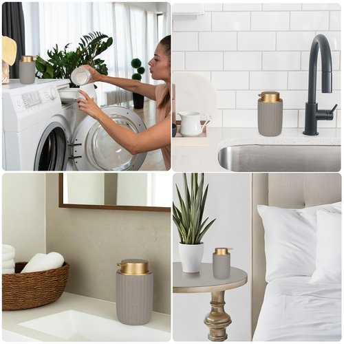 Segbeauty Gray Ceramic Dish Soap Dispenser, 10.8oz Refillable Liquid Soap Pump Bottle for Kitchen Bathroom Countertop, 320ml Empty Shampoo and Conditioner Dispenser Bottles for Lotion Hand Wash Shower