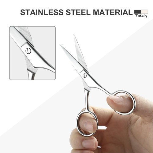 Women's Stainless Steel 4.0" Eyebrow Scissors - Small Beauty Trimmer for Brow & Eyelash and Facial Hair