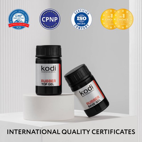 kodi professional Rubber Base and Top Coat Gel Polish UV LED - Base Coat & Top Coat Set Nails Manicure Kit Gel Nail Polish for Long-Lasting Nails (2 x 14 ml)
