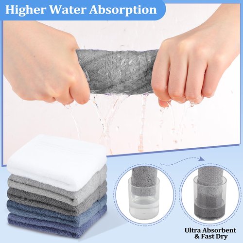 Tudomro 15 Counts Washcloths Bulk 13 x 13 Inch 100% Cotton Wash Cloths Set Soft Absorbent Face Cloths Face Towels Quick Drying Hand Fingertip Towels for Hotel, Gym, Bathroom, Spa(Blue Gray Series)