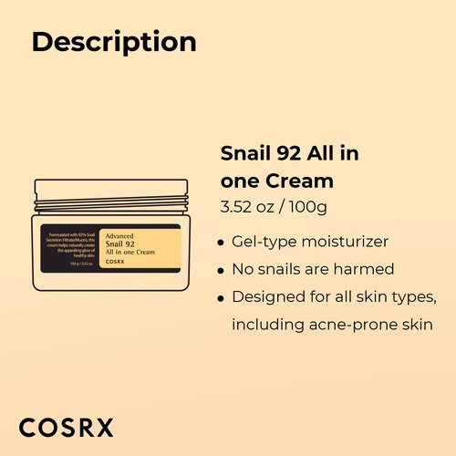 COSRX Glazed Donut Look- Snail Mucin 92% Daily Repair Moisturizer with Snail Mucin Sheet Mask (Pack of 10), Hydrating Serum for Face with Snail Secretion Filtrate for Dark Spots and Fine Lines
