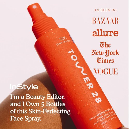 Tower 28 SOS Daily Rescue Spray Duo for Sensitive Skin, Hypochlorous Acid Spray Helps Reduce Redness and Breakouts, Full Size and Travel Size