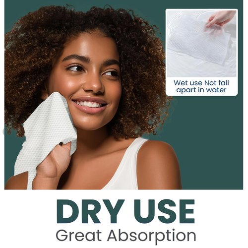 Ourmed Life Disposable Face Towels, Clean Facial Wash Cloth without Lint, Biodegradable Cleansing Dry Wipes, Skincare and Makeup Remover Towels for Sensitive Skin (Unscented, 100Count, Pack of 1)