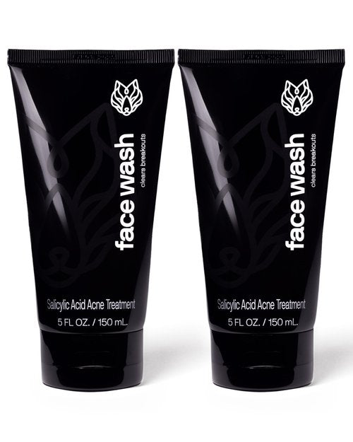 Black Wolf Men’s Charcoal Powder Face Wash - 5 Fl Oz, 2 Pack - Facial Cleanser Removes Unwanted Impurities from Your Skin & Soothes Irritation