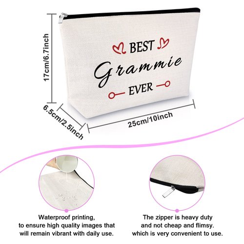 Sfodiary Grandma Gifts Grammy Makeup Bag for Women Mother's Day Gifts Birthday Gift for Best Grammy Ever Cosmetic Bag Thank You Gift for Grandmother Nana from Granddaughter Travel Toiletry Pouch