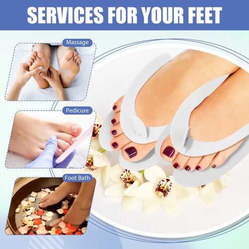 JaGely 100 Pairs Disposable Pedicure Slippers Bulk EVA Disposable Flip Flops Kit Spa Pedicure Sandals Guest Slippers Spa for Adult Foot Nail Salon Party Supplies Travel Hotels Home(White)