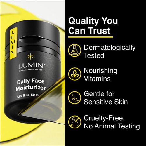 Lumin Daily Face Moisturizer for Men – Lightweight Hydrating Cream with Niacinamide, Men’s Face Lotion for Normal, Combination & Sensitive Skin, Korean Skincare, Smooth & Nourishing, 50ml