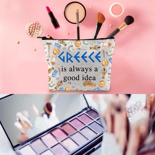 WCGXKO Greece Gift Surprise Trip Greece Is Always A Good Idea Zipper Pouch Makeup Bag