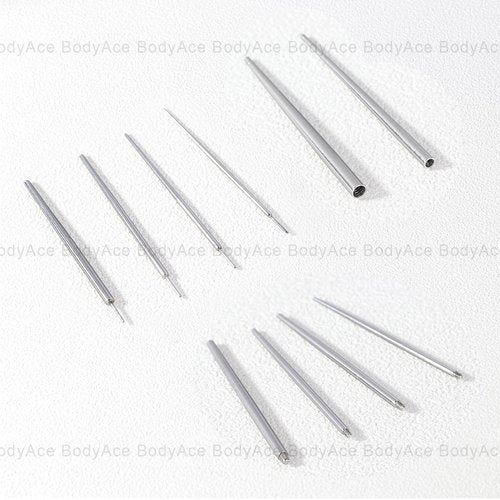 BodyAce 14G 16G 18G 20G Piercing Taper, Stainless Steel Threadless Insertion Pin Screw On Assistant Tool, Curved Body Piercing Stretching Kit for Ear/Nose/Navel/Lip/Eyebrow [16G(1.2mm) Mix]