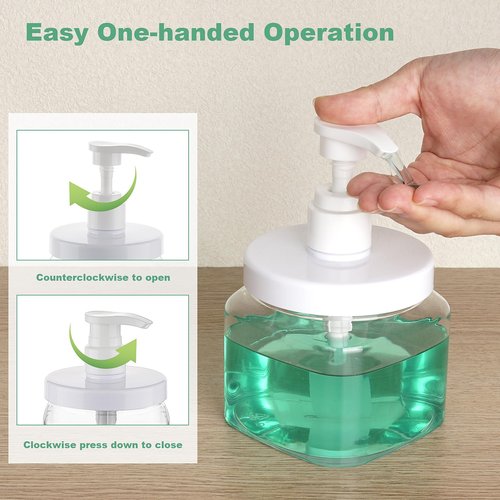 Decorniqu Pump Bottle Dispenser 2 Pack 550ml/18.6oz Lotion Dispenser Wide Mouth Plastic Refillable Lotion Pump Bottles Empty Bathroom Shower Containers for Hand Wash Shampoo Conditioner(Clear)