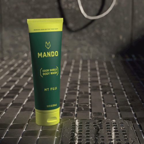 Mando Odor Shield Body Wash - Mt. Fuji and Bourbon Leather Scents - 24 Hour Control, Removes Odor Better than Soap | Mt Fuji | SLS Free, Paraben Free, Skin Safe