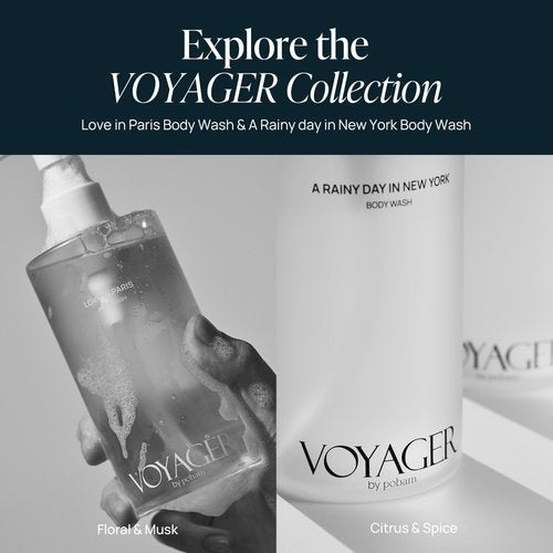 Pobam VOYAGER Foaming Body Wash with Pump, Non-stripping, Nourishing & Deep Hydration Cleanse. 10.14 Fl. Oz./300ml (Rose)