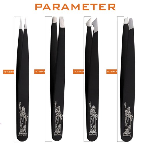 Glory 4 Pcs Precision Eyebrow Tweezers Set Professional Stainless Steel Brow Tweezers for Eyebrows, Ingrown Hair & Facial Use with American-Inspired Design