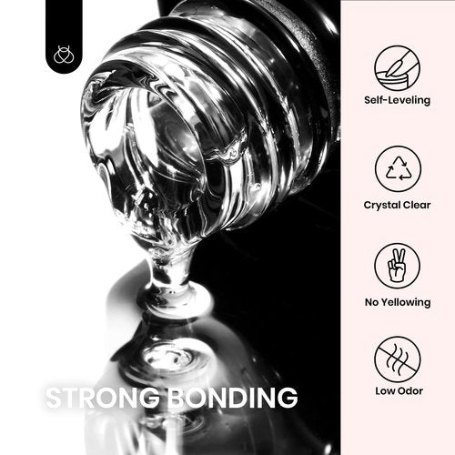 beetles Gel Polish Kit-2 Pcs 15ml Black White Colors Polish Set & 2 Pcs 15ml Super Strong 5 in 1 Nail Glue and Base Gel Kit for Acrylic Nails, False Nails Tips and Gel Nail Polish Nail Lamp Needed
