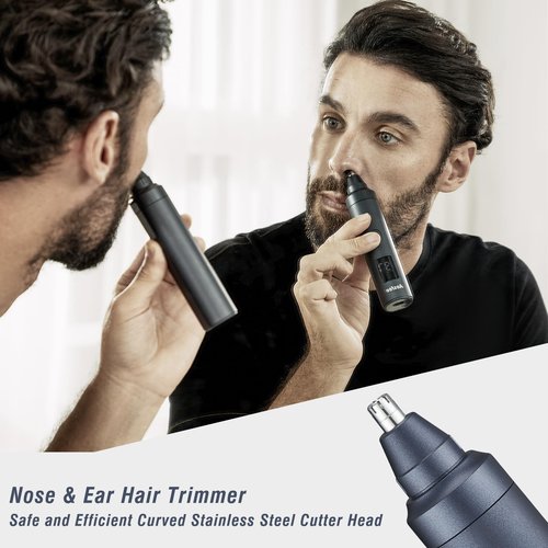 Beard Trimmers Kit for Men Precise Dial Adjustable 20 Lengths, 5-in-1 Electric Shavers and Hair Clippers Set - Body Nose Ear Mustache Hair Trimmers Razors Waterproof Wet/Dry - USB-C Charging Dock