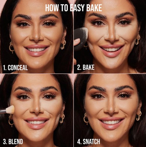Huda Beauty Mini Easy Bake Loose Baking & Setting Powder - Cherry Blossom Cake (fair to medium with true pink undertones) 0.21 oz / 6 g