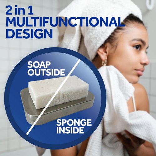 T.Taio Esponjabon Mother of Pearl Soap Sponge - Cleansing Shower Scrubber - Cleaning Bath Wash Scrub - Oil Removal - Massage & Lather Foot, Elbow, & Face - Bathroom Accessories - Fresh Scent (5-Pack)