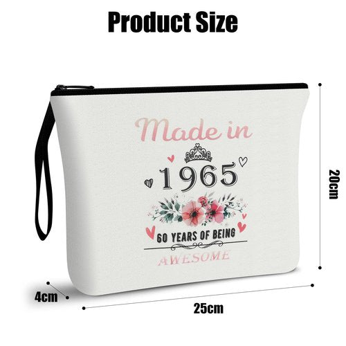 Vavabox 40th Birthday Gifts Women, Unique Gifts for Her, Makeup Bag with Zipper for Daily Use (Year-1985, White)