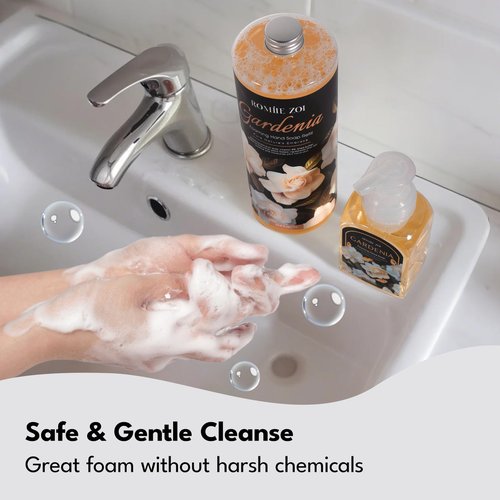 ROMIIE ZOI Hand Soap Refills Foaming, Gardenia Scent Natural Plant Moisturizing Foam Soap Refills with Dispenser 1 L/ 33.8 FL OZ(Pack of 3)