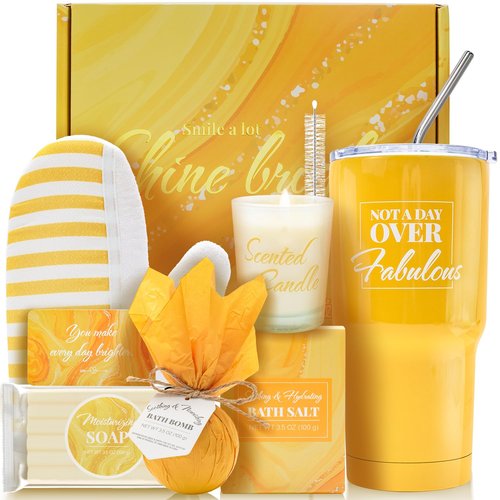 Bath and Body Gift Set for Women, 8 Pcs Vanilla Spa Set Gifts with Tumbler, Birthday Gifts for Women, Unique Gift Ideas for Her, Mom