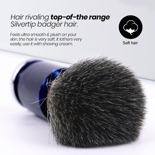 Doladaes Shaving Brush for Men, Shave Brush soft and dense, Stainless Steel Handle,Ultra-Strong Nut Structure,Minimal Shedding, Fast Lather,The best shave of your life! Blue Pearl