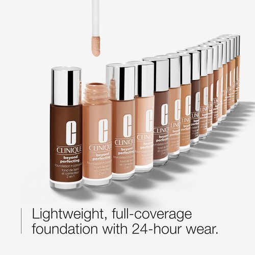 Clinique Beyond Perfecting Lightweight Liquid Foundation + Concealer For Dry Combination to Oily Skin Types | Full Coverage + Natural Matte Finish, Breeze, 1 Fl Oz