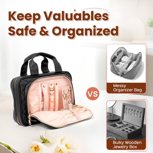 Elite Dance Gear Hanging Makeup Bag with Built-In Mirror – Travel Toiletry & Cosmetic Organizer for Women and Performers