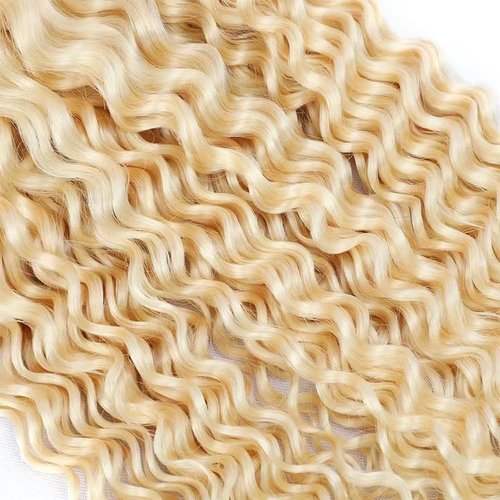#613 Blonde Human Braiding Hair Deep Wave Bulk 20 20 20 Inch Honey Blonde Deep Wave Braids Human Hair Extensions Unprocessed Virgin Remy Hair 3 Bundle 50 Gram Per Bundle