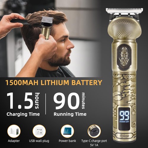 REHOYO Beard Trimmer for Men, Waterproof Cordless Hair Clipper, Electric Razor Shaver, Mens Grooming Kit for Mustache Nose Body Facial Hair, Rechargeable Beard Trimmer Kit, Gifts for Men