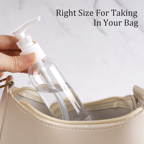 5 Pack Travel Bottles Pump Bottles Dispenser 3.4oz/100ml Plastic Lotion Pump Bottle Clear Travel Toiletry Bottles with Extra 1 Pump Leak Proof for Makeup Cosmetic Containers (White)