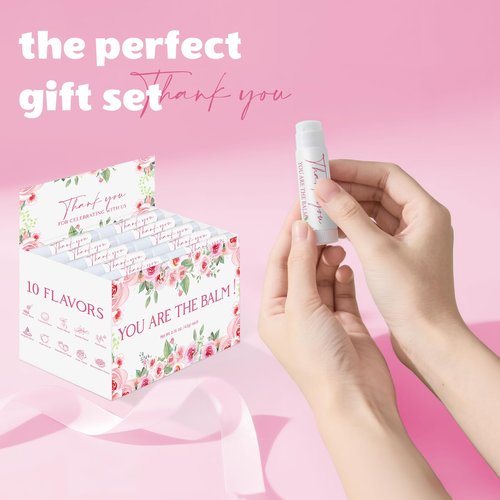 ElasignShopo 50 Pack Moisturizing Lip Balms in Bulk Floral Flower Wedding Gifts Reception Ideas Party Favors Thank You For Celebrating With Us Baby Shower Birthday Gift You Are The Balm Beeswax