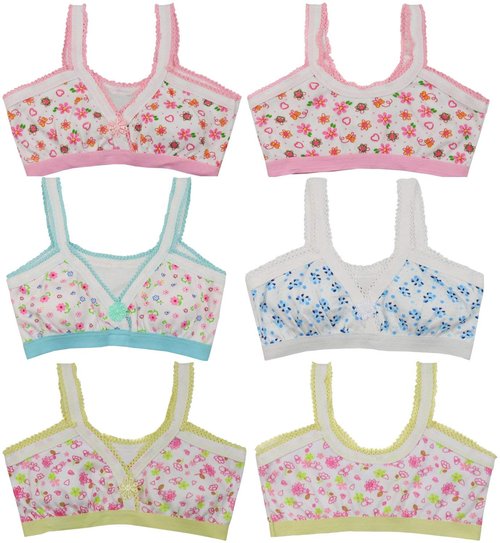 ToBeInStyle Girl's 4-Pack Crochet Trim Cami Training Bras - Flowers - 14 Years