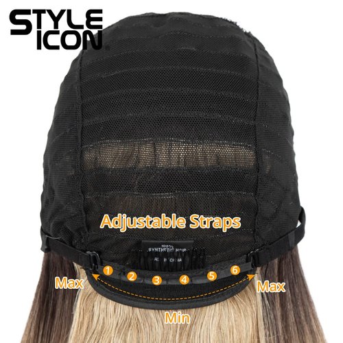 Style Icon 28" Lace Front Wigs Middle Part Lace Wig Long Straight Wig Synthetic Ombre BlondeWig(UPG Lace Wig, SOP22613)