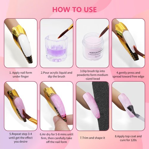 Practice Hand for Acrylic Nails - Acrylic Fake Mannequin Practice Hand - Flexible Hands Model With Powder and Liquid Full Nail Kit for Beginners