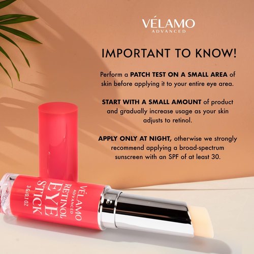 VELAMO ADVANCED Retinol Eye Stick: Retinol Under Eye Cream for Dark Circles and Puffiness with 1% Bakuchiol - Anti Aging Balm Stick Reduces Fine Lines Wrinkles Under Eye Bags in 4-8 Weeks - 2 Packs