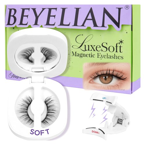 BEYELIAN Magnetic Eyelashes with Applicator Kit, Upgrade Soft Magnetic Lashes Reusable False Lashes Natural Look, No Glue Needed for Eye (Lightweight & Comfortable)