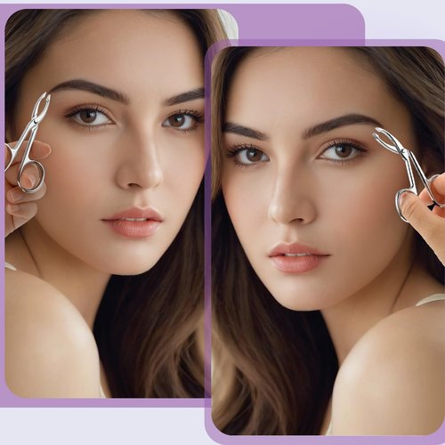 Gjinxi 2Pcs Eyebrow Tweezers Scissor Handle Set, Flat Straight Tip Tweezers Hair Plucker Slanted Tip Shaped Eyebrow Facial Remover Stainless Steel for Hair Plucker Remover Facial Hair Eyebrows Care