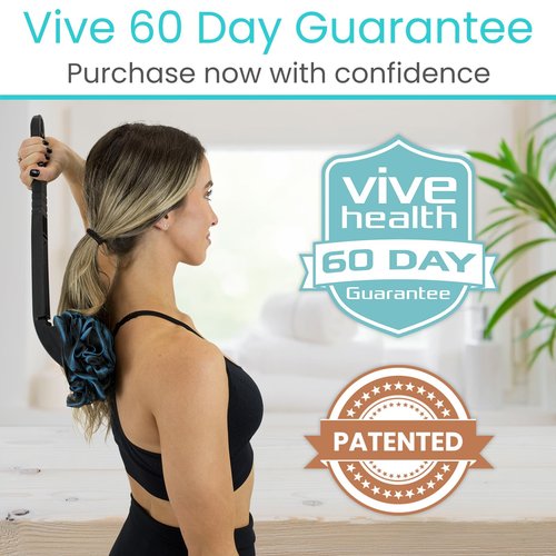 Vive Long Handled Loofah on a Stick - Mesh Back Sponge for Bath, Reusable w/Extra Pouf - Exfoliating Scrubber for Elderly & Disabled, Soft Loofa for Bathing Men & Women