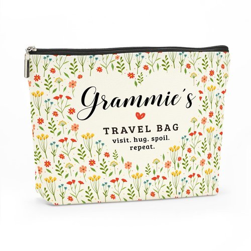 Grammie's Travel Bag Mothers Day Makeup Bag Grandma Gifts Grandma Birthday Gifts Funny Coloful Floral Cosmetic Bag for Women Nana Gigi Mimi Nanny Granny Mom Chirstmas Appreciation Retirement Gifts